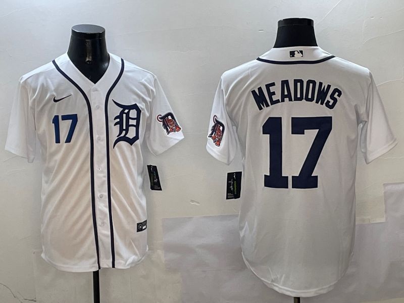Men Detroit Tigers 17 Meadows White Game 2025 Nike MLB Jersey style 3112